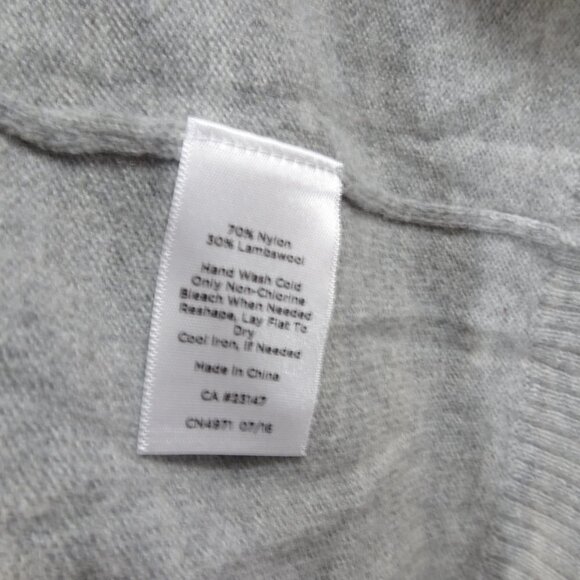 TALBOTS Gray Blue Fair Isle Open Cardigan Sweater Size MP Petite Lambswool Blend - Picture 5 of 6